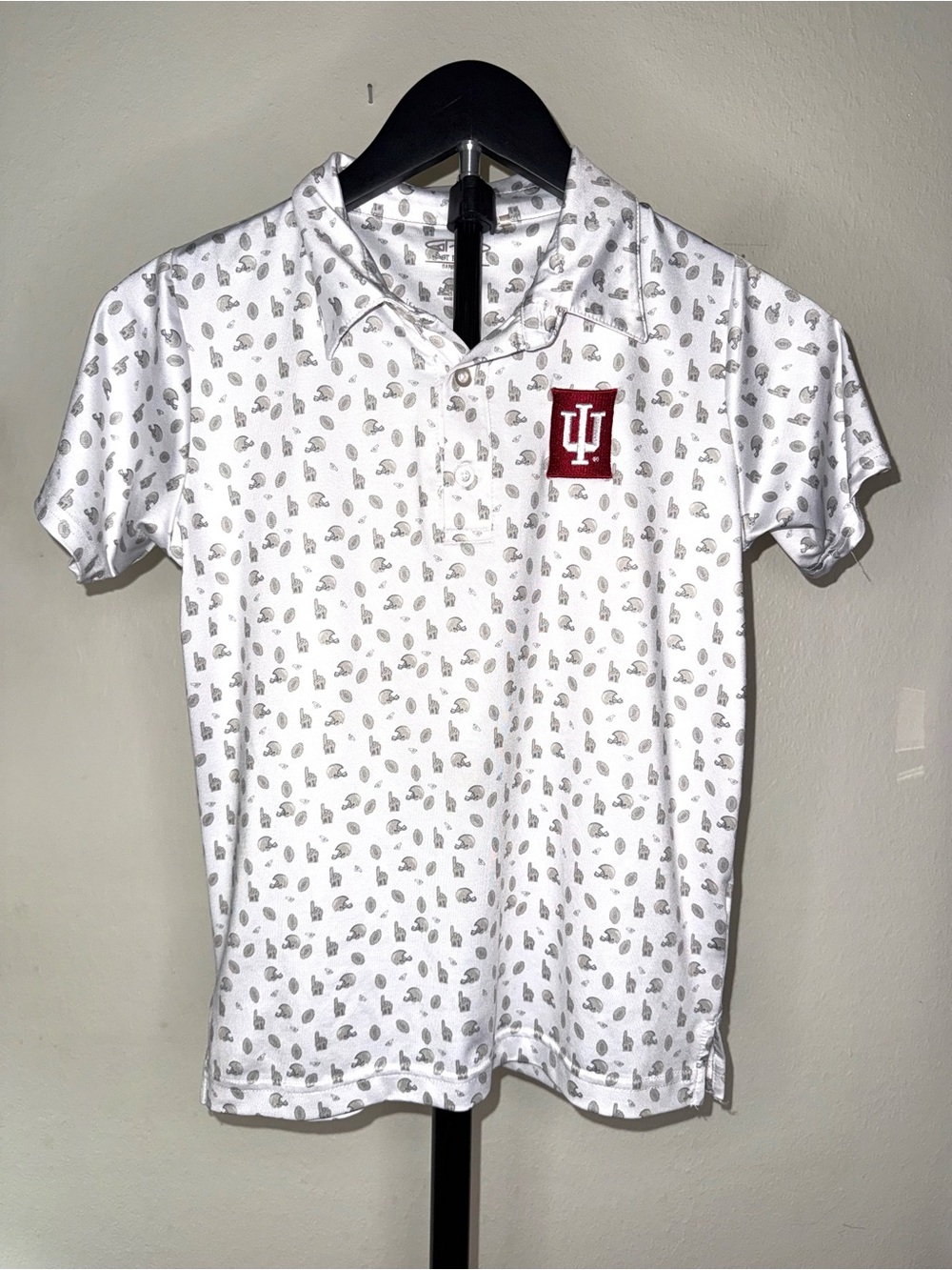 GARB Indiana Hoosiers Youth "Tom" All-Over Football Print Polo, size 5/6